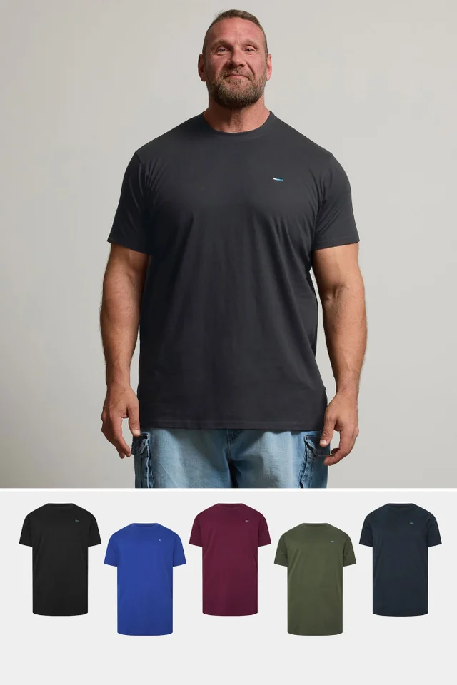 BadRhino Black/Blue/Red/Green/Navy 5 Pack Extra Long T-Shirts