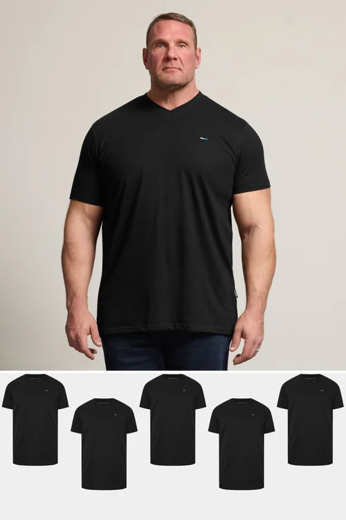 BadRhino Black 5 Pack V-Neck T-Shirts - 2XL Image 1