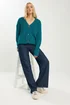 Long Tall Sally Teal Blue V-Neck Cardigan - Size 22-24 Image 2