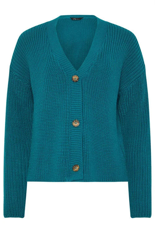 Long Tall Sally Teal Blue V-Neck Cardigan - Size 22-24 Image 5