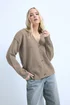 Long Tall Sally Brown Seam Detail Knitted Cardigan - 14-16 Image 1