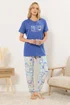 Long Tall Sally Blue 'Dreaming Of The Sea' Slogan Pyjama Set - Size 8-10 Image 1