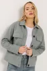 Long Tall Sally Grey Brushed Button Trucker Jacket - Size 16 Image 3