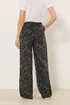 Long Tall Sally Grey Leopard Print Wide Leg Trousers - Size 14, Leg 36 Image 3