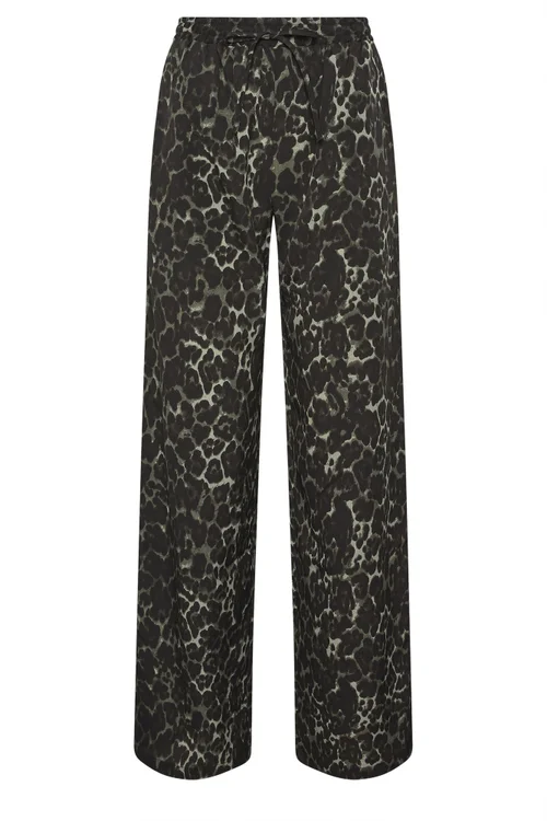 Long Tall Sally Grey Leopard Print Wide Leg Trousers - Size 14, Leg 36 Image 5