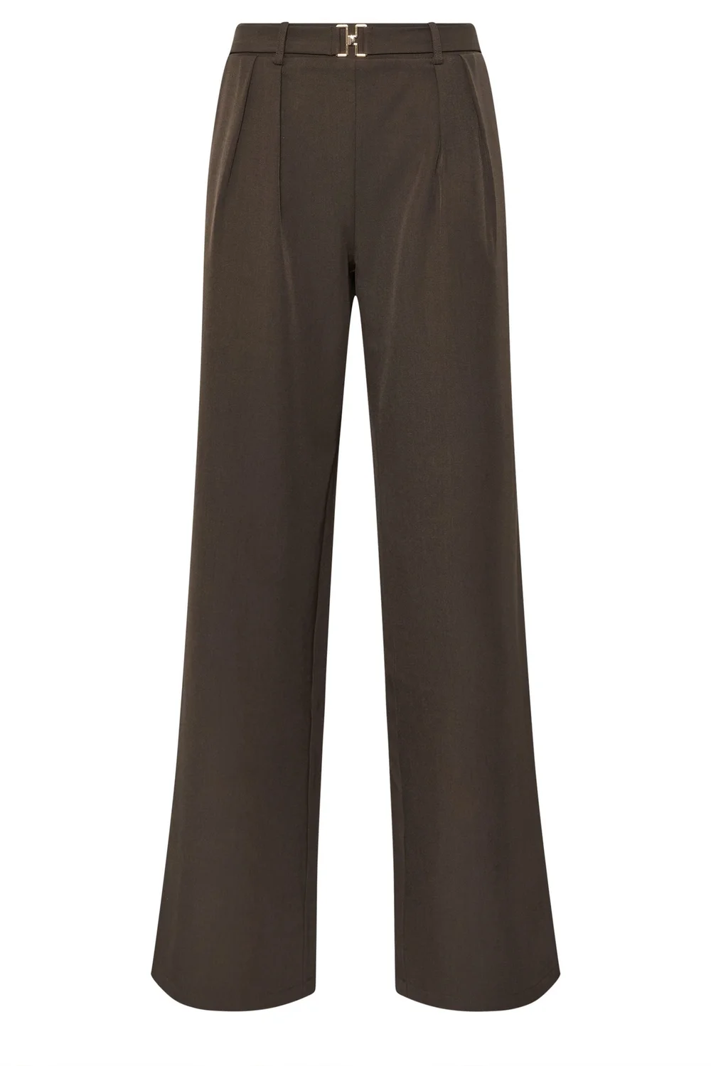 Long Tall Sally Chocolate Brown Buckle Wide Leg Trousers - Size 16, Leg 34 Image 5