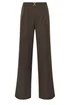 Long Tall Sally Chocolate Brown Buckle Wide Leg Trousers - Size 16, Leg 34 Image 5