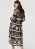 Izabel London Black Floral Long Sleeve Buttoned Midi Dress - 16 Image 2