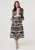 Izabel London Black Floral Long Sleeve Buttoned Midi Dress - 16 Image 1