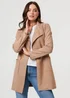 Izabel London Brown Faux Suede Collared Open Front Jacket - 10 Image 1