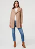 Izabel London Brown Faux Suede Collared Open Front Jacket - 10 Image 4