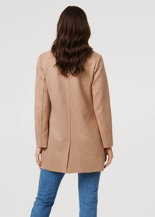 Izabel London Brown Faux Suede Collared Open Front Jacket - 10 Image 2