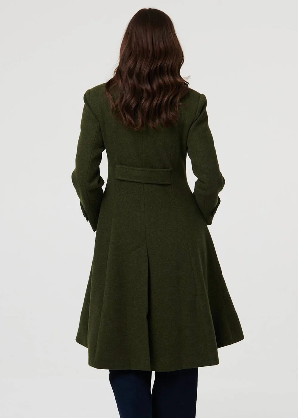 Izabel London Khaki Button Front Funnel Neck Coat - 10 Image 2