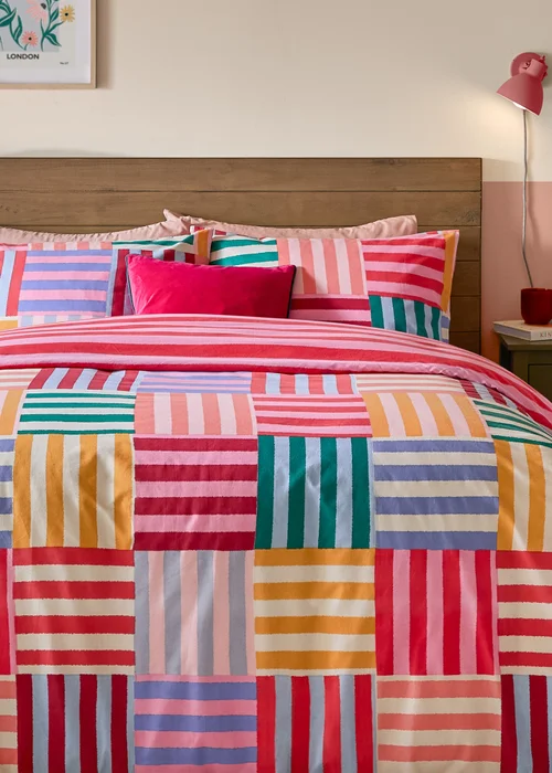Furn Ana Stripe Reversible Multicolour Duvet Cover Set - Single Image 4