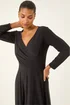 Roman Black Wrap Bodice Tie Waist Midi Dress - 12 Image 4