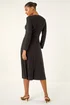 Roman Black Wrap Bodice Tie Waist Midi Dress - 12 Image 3