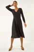 Roman Black Wrap Bodice Tie Waist Midi Dress - 12 Image 2