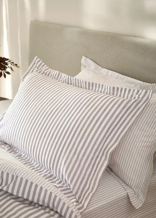 Yard Hebden Melange Stripe Mauve Pillowcase Pair - 50 x 75cm Image 1