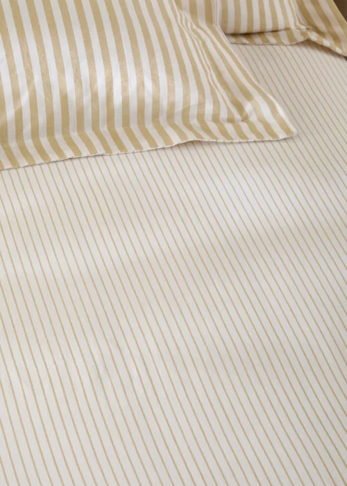 Yard Hebden 100% Cotton Narrow Stripe Honey Yellow Fitted Sheet - Single Image 2