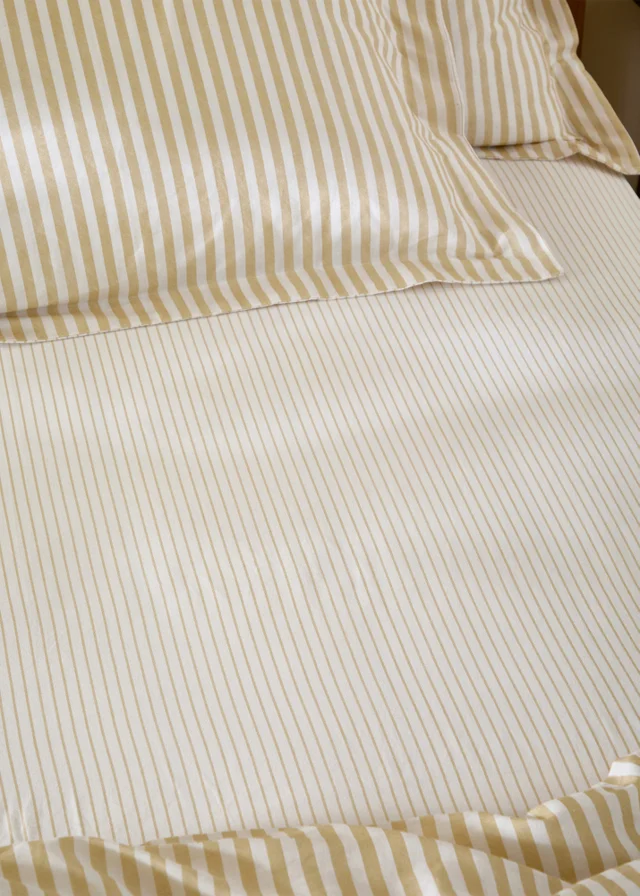 Yard Hebden 100% Cotton Narrow Stripe Honey Yellow Fitted Sheet
