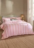 Wylder Nature Birdie Stripe Ruffle Pink Duvet Cover Set - Single Image 1