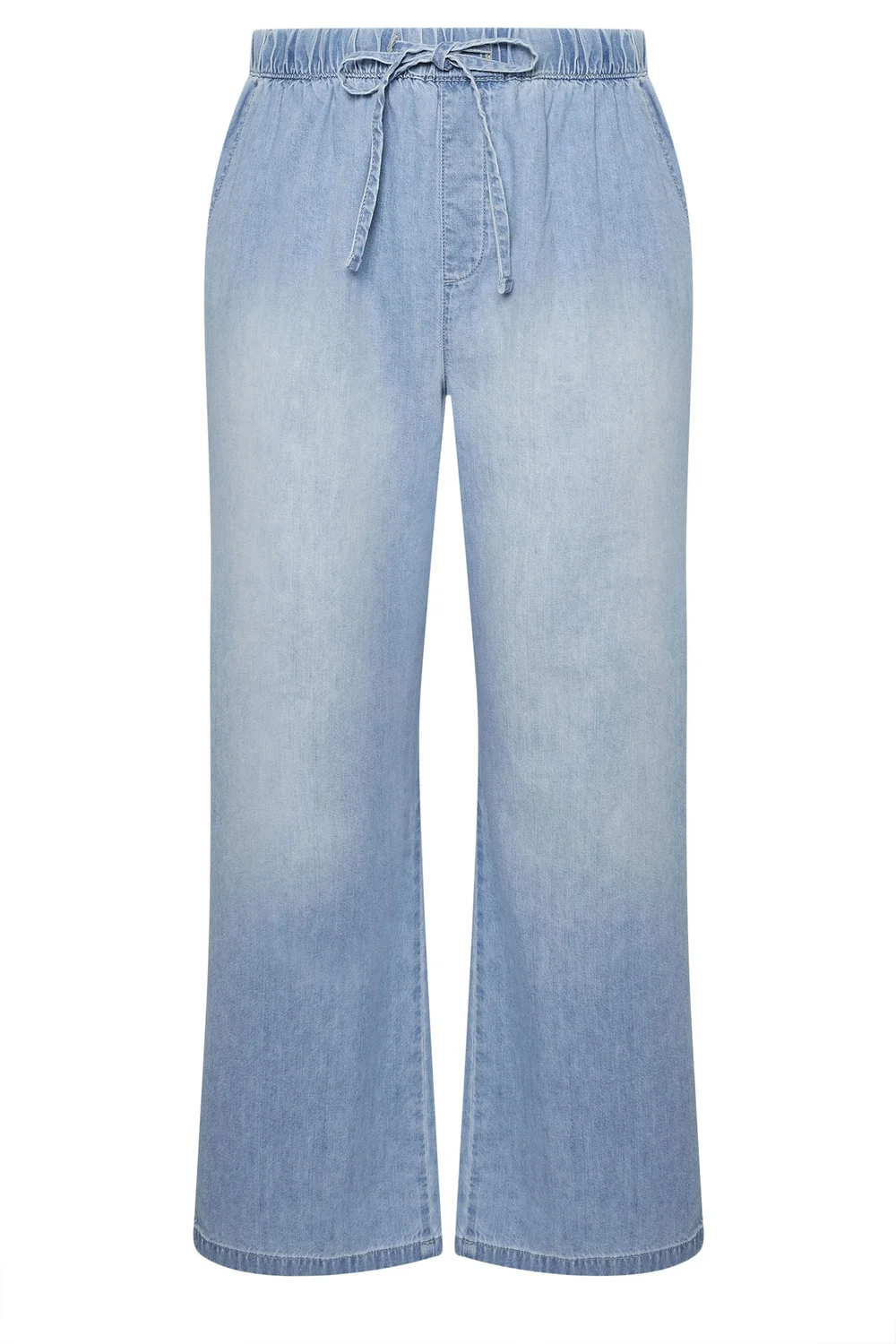 Yours Curve Light Blue Drawstring Wide Leg Jeans - 18/L30 Image 5
