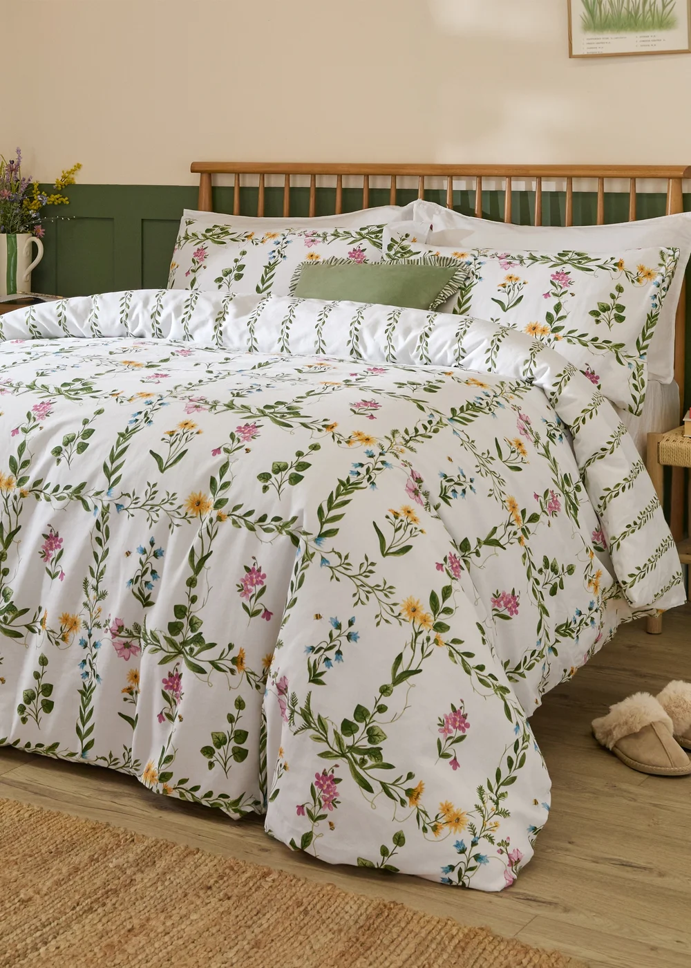 Wylder Olivia Reversible 100% Cotton Green Duvet Cover Set - Single Image 3