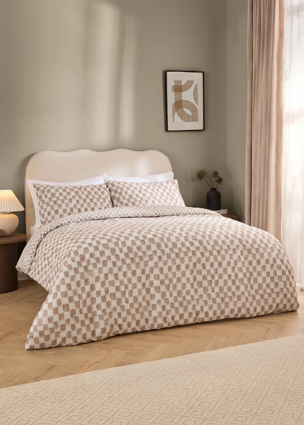 Hoem Nyhavn Checkerboard Reversible Tobacco Duvet Cover Set - Single Image 1