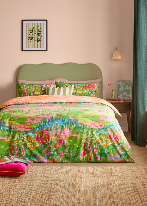 Furn Meadow Escape Reversible Green Duvet Cover Set - Single Image 1