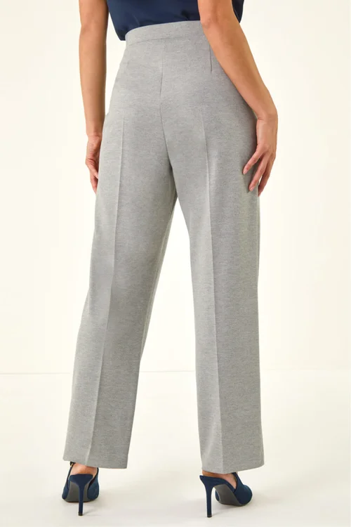 Roman Grey Petite Straight Leg Ponte Stretch Trouser - Size 8 Image 3