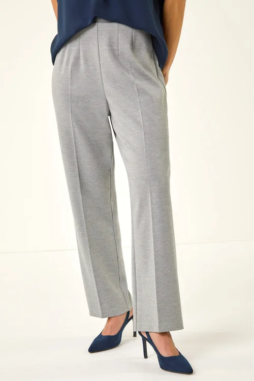 Roman Grey Petite Straight Leg Ponte Stretch Trouser - Size 8 Image 4