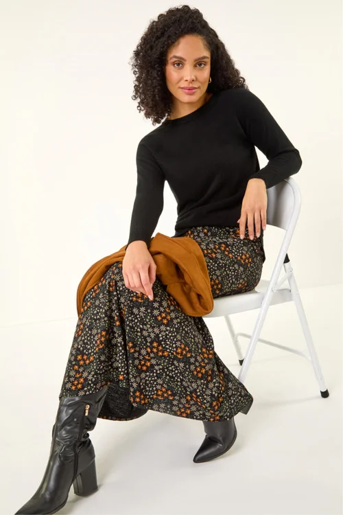 Roman Orange Stretch Midi Skirt - Size 16 Image 2