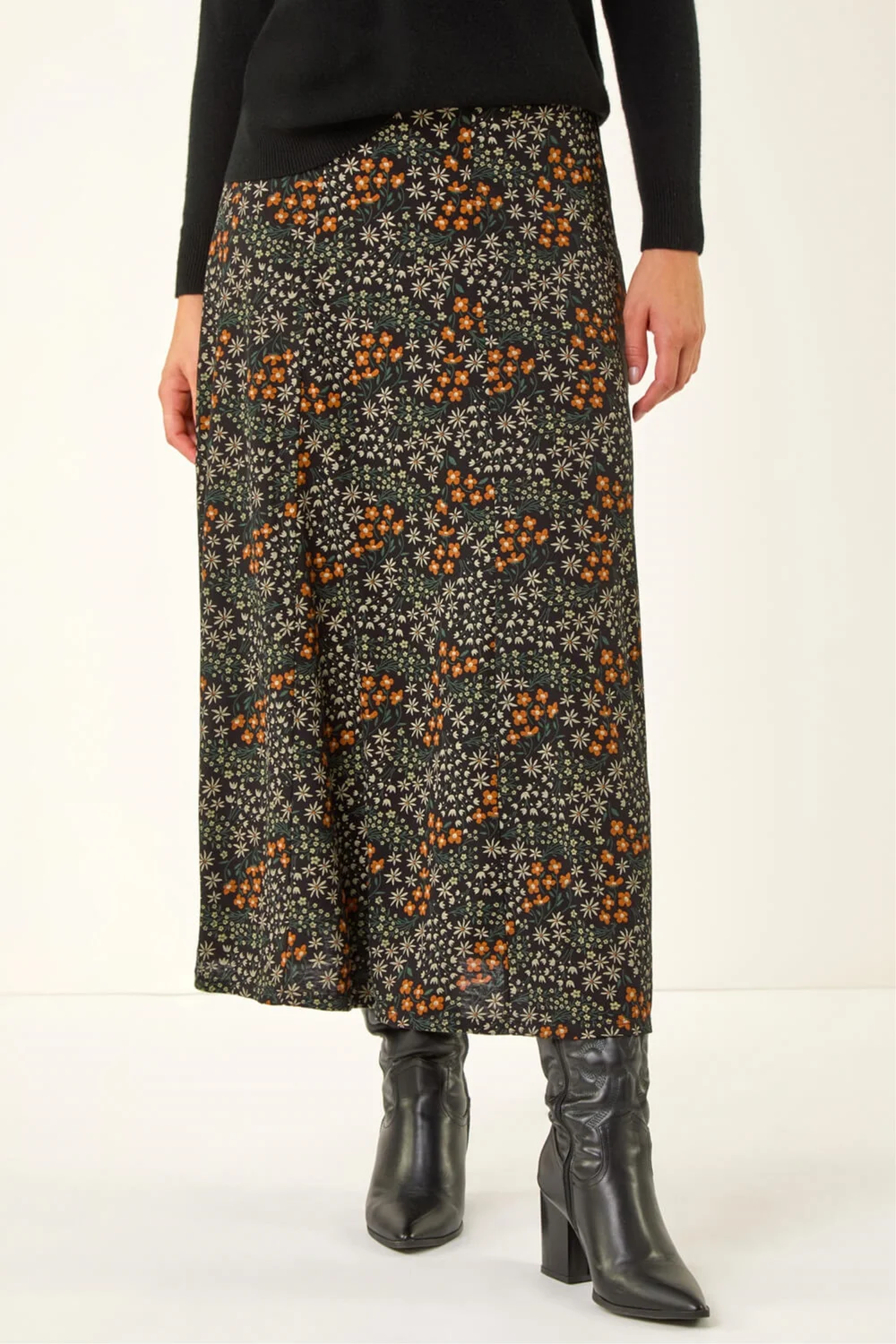 Roman Orange Stretch Midi Skirt - Size 16 Image 1
