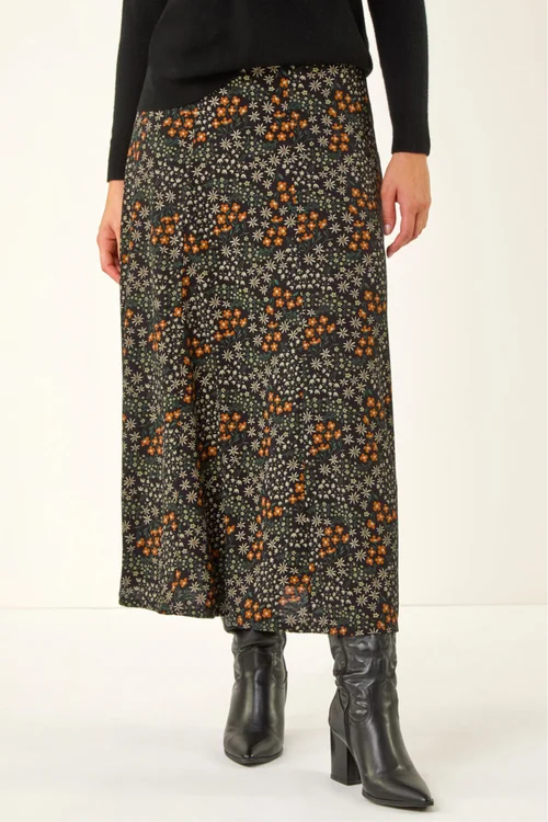 Roman Orange Stretch Midi Skirt - Size 16 Image 1