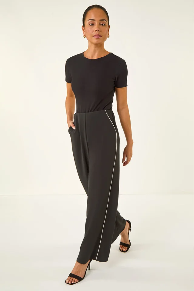 Roman Black Petite Side Seam Stretch Trouser