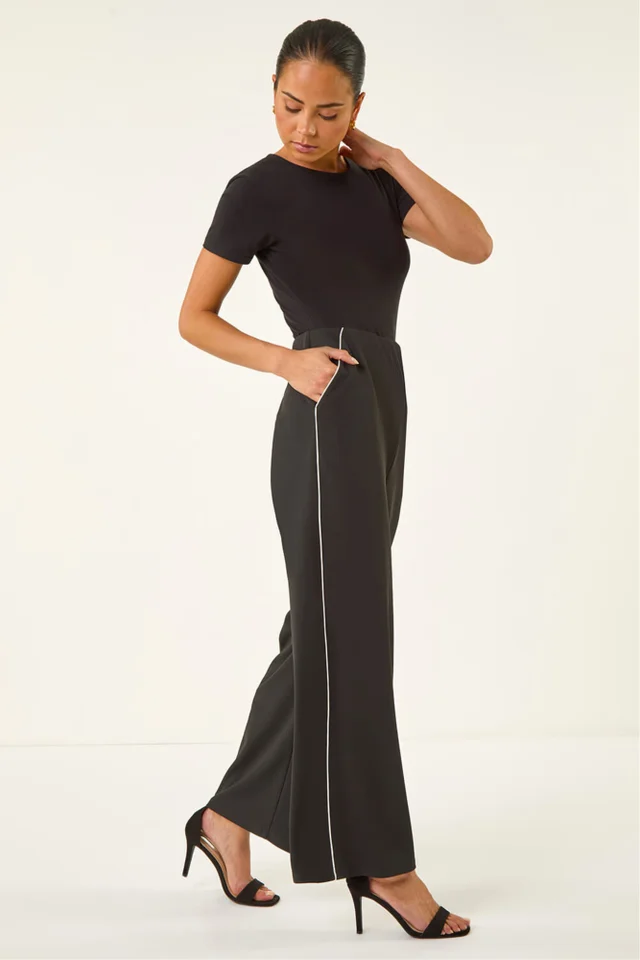 Roman Black Petite Side Seam Stretch Trouser