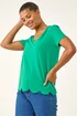 Roman Green Scalloped Hem V-Neck T-Shirt - Size 14 Image 4