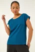 Roman Teal Petite Textured Stretch Top - Size 18 Image 1