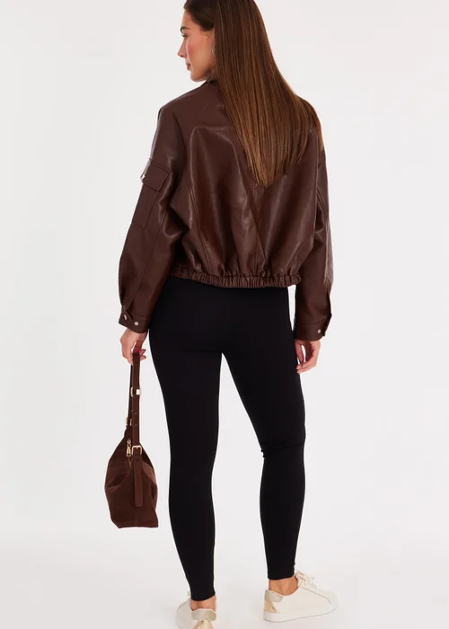 Quiz Black Button Front Leggings - Size 8 Image 2