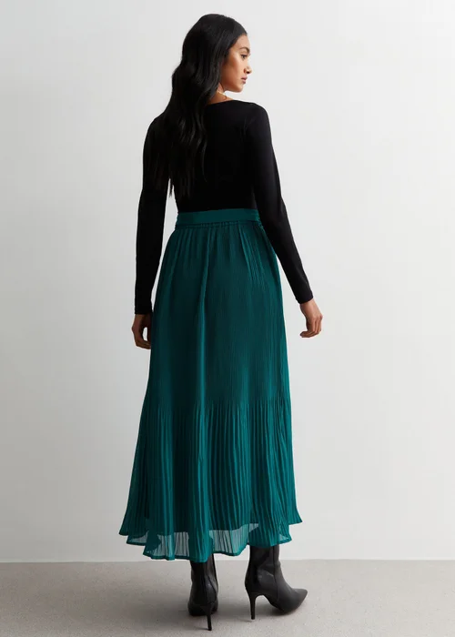 Gini London Green Pleated Belt Detail Midi Skirt - 8 Image 2