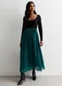 Gini London Green Pleated Belt Detail Midi Skirt - 8 Image 4