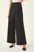 Roman Black Petite Pintuck Wide Leg Stretch Trouser - Size 10 Image 4