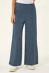 Roman Denim Petite Pintuck Wide Leg Stretch Trouser - Size 16 Image 4