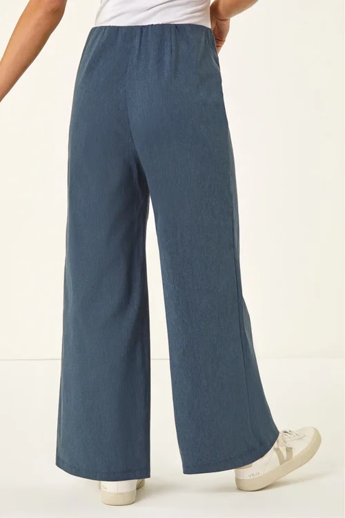 Roman Denim Petite Pintuck Wide Leg Stretch Trouser - Size 16 Image 3