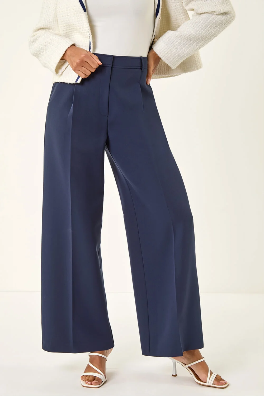 Roman Navy Pleat Front Wide Leg Trouser - Size 20 Image 4