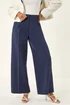 Roman Navy Pleat Front Wide Leg Trouser - Size 10 Image 4