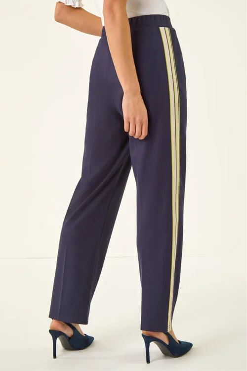 Roman Navy Petite Side Stripe Stretch Trouser - Size 14 Image 3