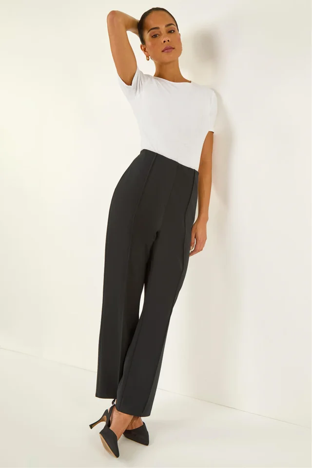 Roman Black Petite Premium Stretch Twill Trouser