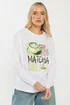 Long Tall Sally White 'Matcha Club' Slogan Long Sleeve T-Shirt - Size 18 Image 1