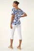 Roman Blue Floral Puff Print V-Neck Top - Size 10 Image 3